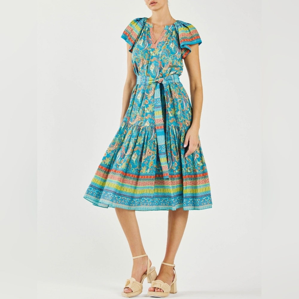 Current Air Briony Tiered Midi Modern Boho Dress